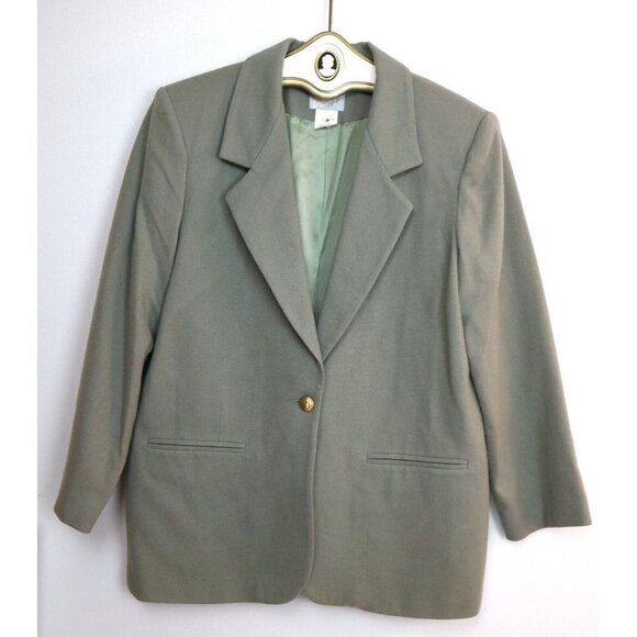 VINTAGE WOMEN S SAGE GREEN WOOL BLAZER JACKET - BLAIR - SIZE 10 - Picture 1 of 6